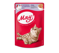 Вологий корм Мяу!, для дорослих котів, рагу з кроликом та індичкою, 10..