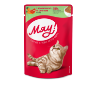 Вологий корм Мяу!, для дорослих котів, желе з телятиною та овочами, 10..