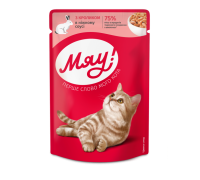 Вологий корм Мяу!, для дорослих котів, з кроликом в ніжному соусі, 100..
