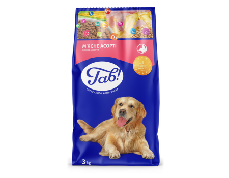 Сухой корм Гав! для взрослых собак, мясное ассорти, 3 кг