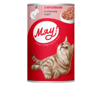 Вологий корм Мяу!, для дорослих котів, з кроликом в ніжному соусі, 415..