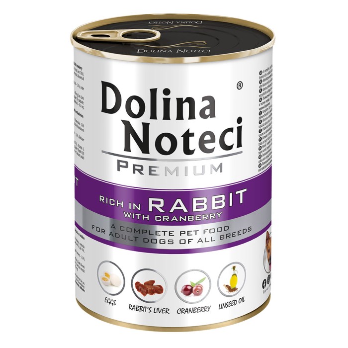 Влажный корм для собак Dolina Noteci Premium, с кроликом и клюквой, 400 г