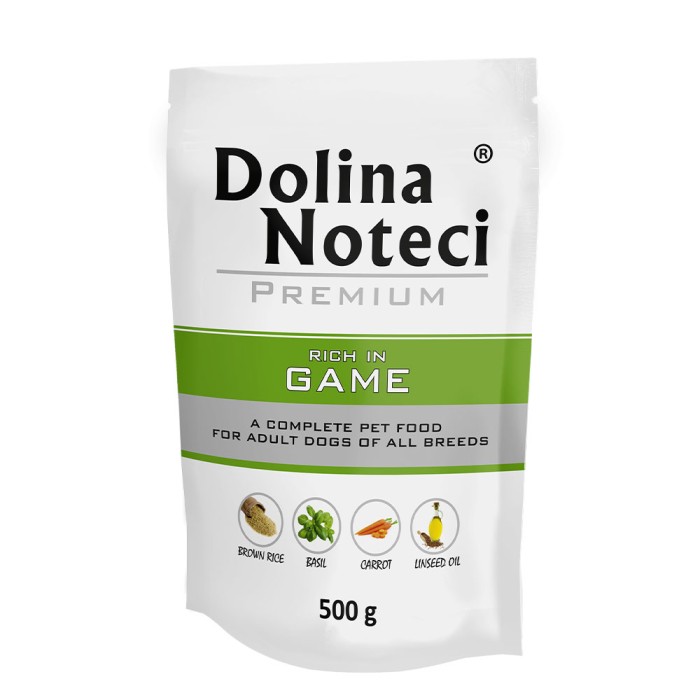 Вологий корм для собак Dolina Noteci Premium, з дичиною, пауч, 500 г 