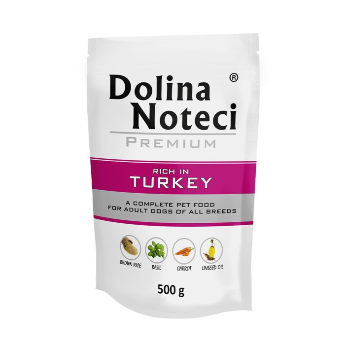 Вологий корм для собак Dolina Noteci Premium, з індичкою, пауч, 500 г 