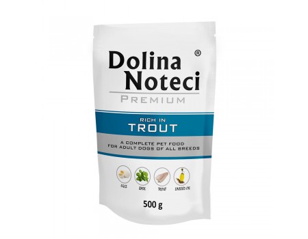 Влажный корм для собак Dolina Noteci Premium, с форелью, пауч, 500 г