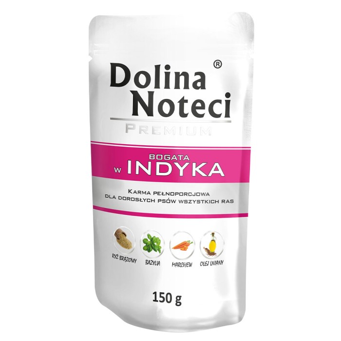 Влажный корм для собак Dolina Noteci Premium, с индейкой, пауч, 150 г