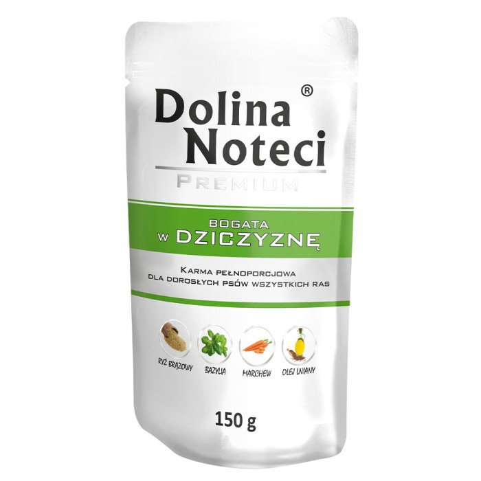 Вологий корм для собак Dolina Noteci Premium, з дичиною, пауч, 150 г 
