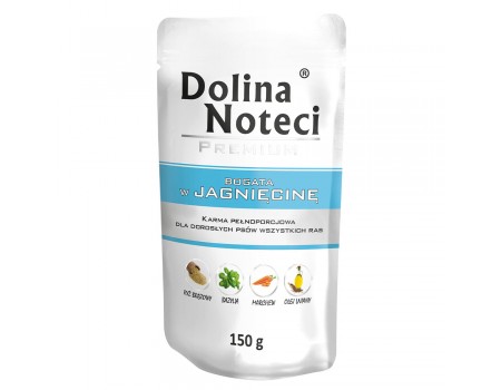 Влажный корм для собак Dolina Noteci Premium, с ягнятиной, пауч, 150 г