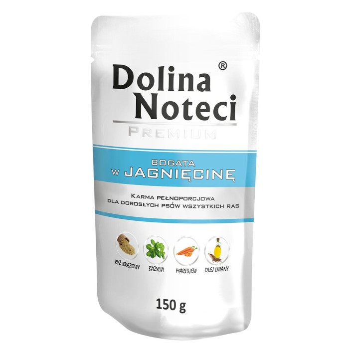 Влажный корм для собак Dolina Noteci Premium, с ягнятиной, пауч, 150 г