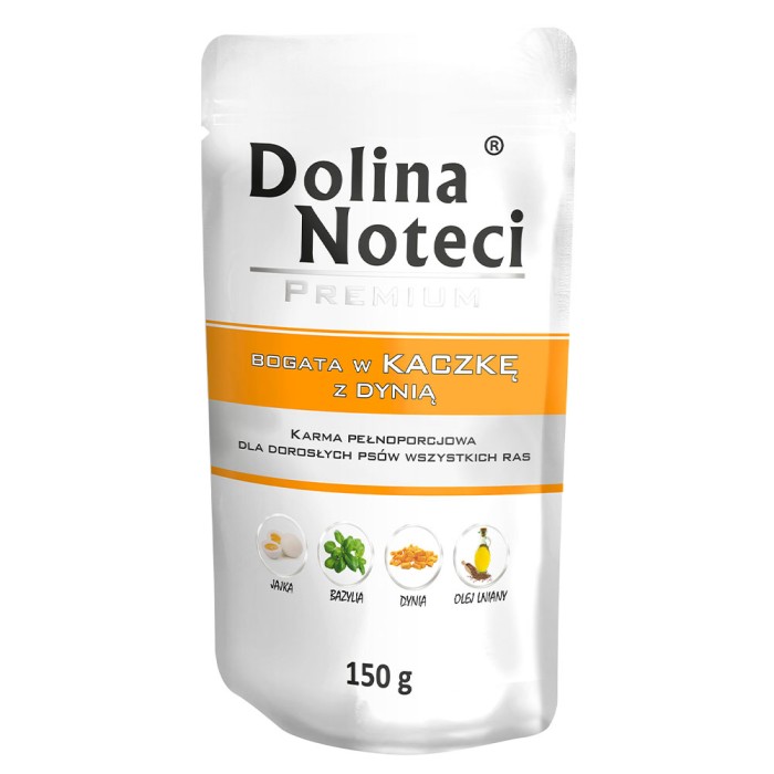 Вологий корм для собак Dolina Noteci Premium, з качкою та гарбузом, пауч, 150 г 