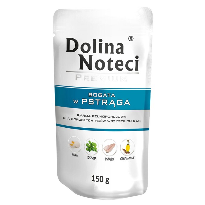 Вологий корм для собак Dolina Noteci Premium, з фореллю, пауч, 150 г
