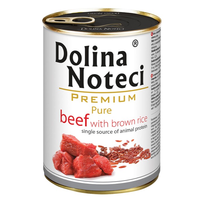 Вологий корм Dolina Noteci Premium Pure для собак алергіків, з яловичиною та коричневим рисом, 400 г 