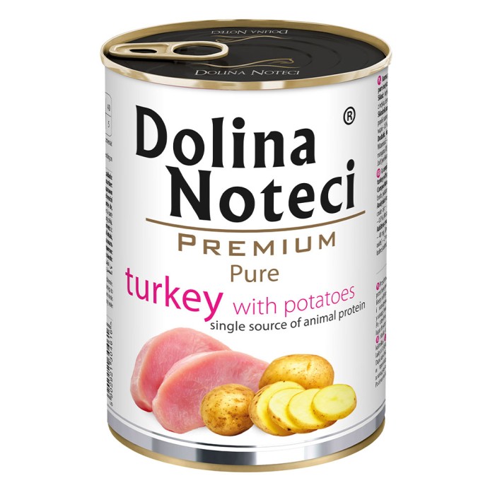 Вологий корм Dolina Noteci Premium Pure для собак алергіків, з індичкою та картоплею, 400 г 