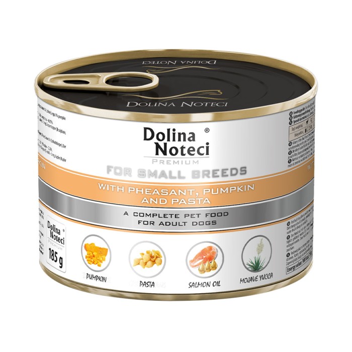 Вологий корм Dolina Noteci Premium для собак дрібних порід, з фазаном, гарбузом та локшиною, 185 г