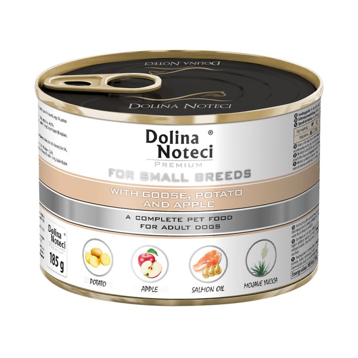 Вологий корм Dolina Noteci Premium для собак дрібних порід, з гусем,картоплею та яблуком, 185 г
