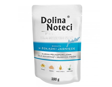 Вологий корм Dolina Noteci Premium для цуценят та юніорів собак маленьких порід, з рубцем ягняти, 100 г