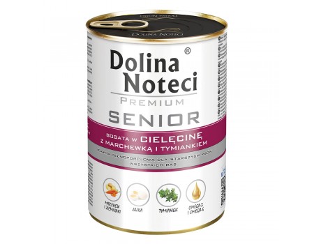 Влажный корм Dolina Noteci Premium Senior для пожилых собак с телятиной, морковью и чабрецом, 400 г