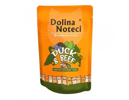 Влажный корм для кошек Dolina Noteci Superfood, с уткой и говядиной, пауч, 85 г