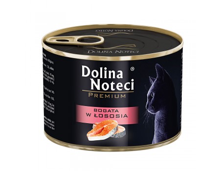 Влажный корм для кошек Dolina Noteci Premium, мясные кусочки в соусе с лососем, 185 г