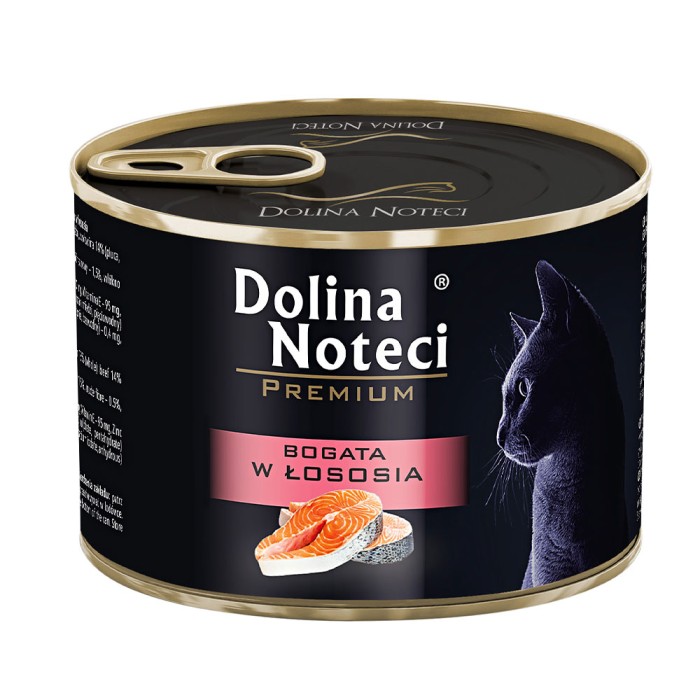 Влажный корм для кошек Dolina Noteci Premium, мясные кусочки в соусе с лососем, 185 г
