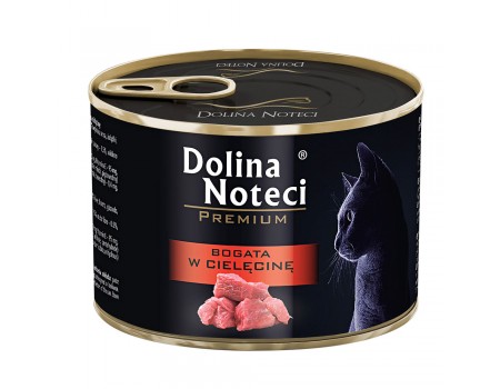 Влажный корм для кошек Dolina Noteci Premium, мясные кусочки в соусе с телятиной, 185 г