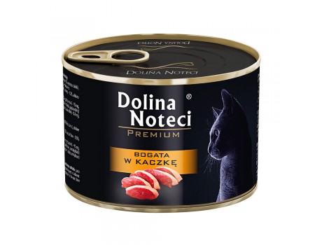 Вологий корм для котів Dolina Noteci Premium, м'ясні шматочки в соусі з качкою, 185 г