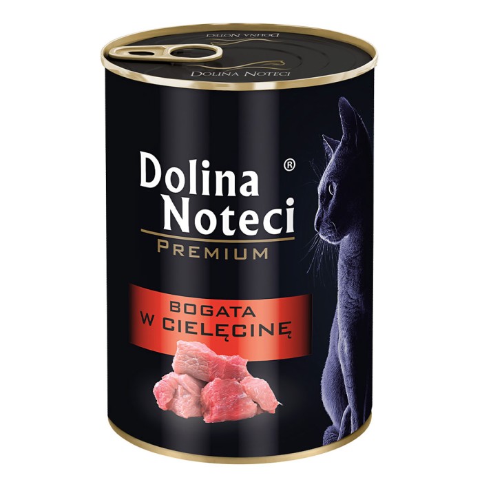 Вологий корм для котів Dolina Noteci Premium, м'ясні шматочки в соусі з телятиною, 400 г