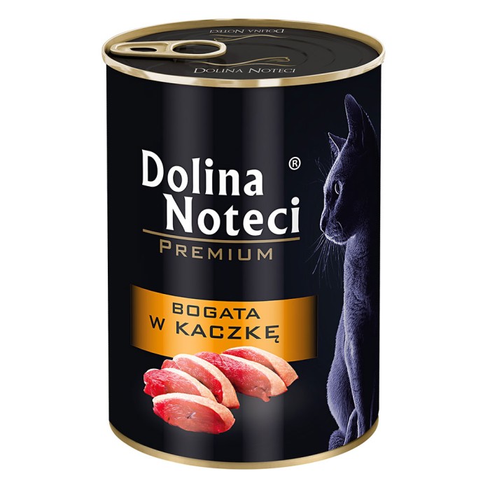 Вологий корм для котів Dolina Noteci Premium, м'ясні шматочки в соусі з качкою, 400 г