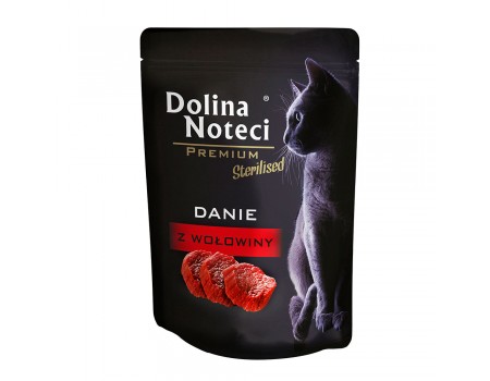 Влажный корм Dolina Noteci Danie, для стерилизованных кошек, с говядиной, пауч, 85 г