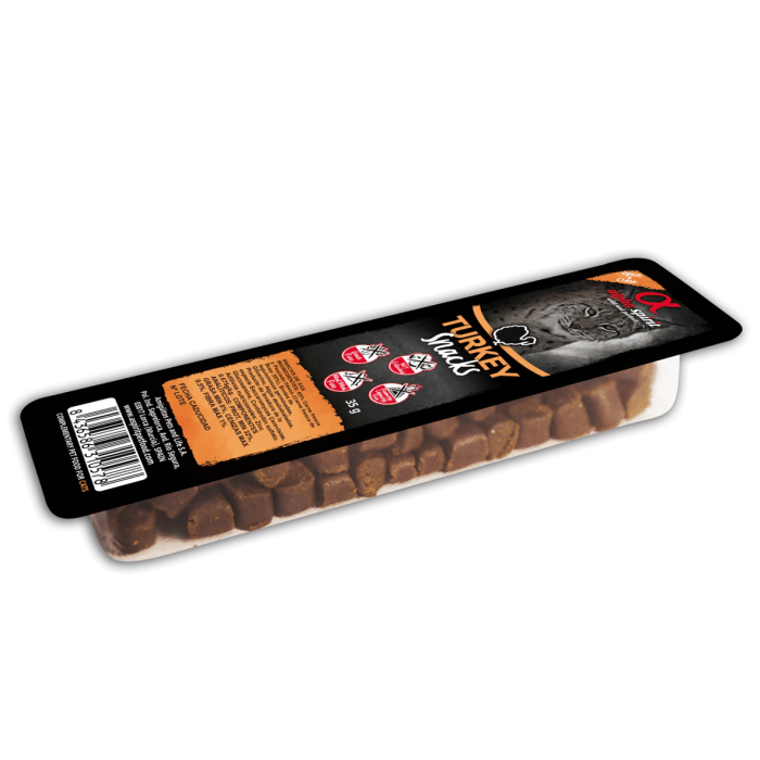 Напіввологі ласощі для котів Alpha Spirit CAT Snacks Turkey, індичка, кубики, 35г