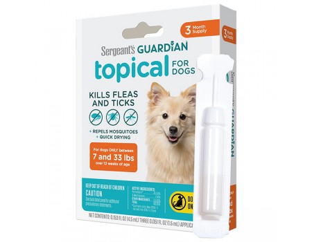 Капли Sergeant’s Guardian Dogs от блох, клещей, комаров для собак 3.2-15кг, 1.5мл (1пип.)