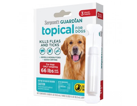 Капли Sergeant’s Guardian Dogs от блох, клещей, комаров для собак от 30кг, 6 мл (1пип.)