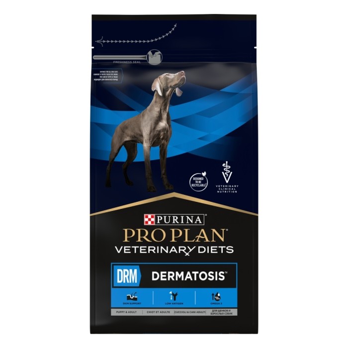 Сухий дієтичний корм PRO PLAN VETERINARY DIETS Dermatosis, для підтримання функції шкіри при дерматозах та надмірному випадінні шерсті, 3 кг
