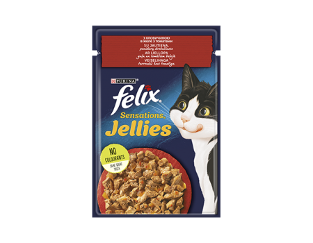FELIX Sensations Jellies з яловичиною у желе з томатами 85г
