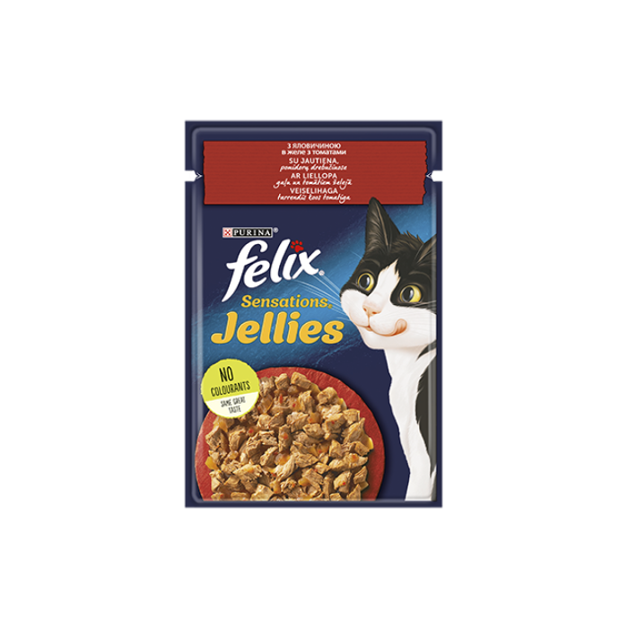 FELIX Sensations Jellies с говядиной в желе с томатами 85г