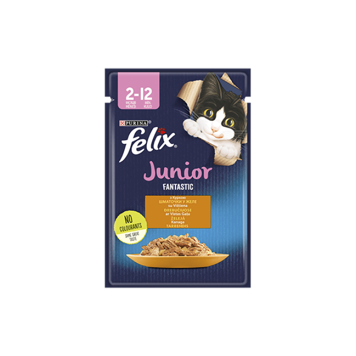 FELIX Fantastic Junior с курицей, кусочки в желе 85г