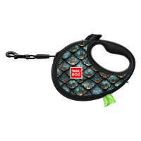 Поводок-рулетка для собак WAUDOG R-leash с контейнером "Луска" светоотражающая лента S до 12кг 3м
