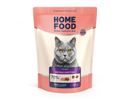 Home Food Корм CAT ADULT для котів британських та шотландських порід Індичка та качка (0,4 кг)