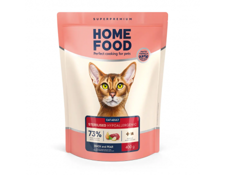 Home Food Корм CAT ADULT беззерновий гіпоалергенний стерелізовне Качка та груша (0,4 кг)