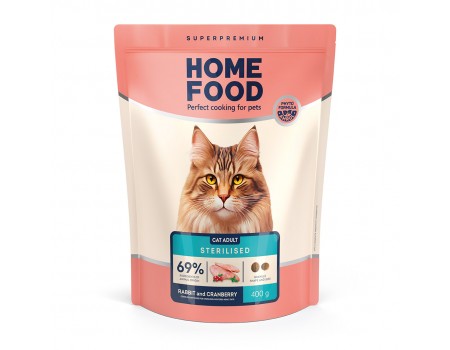 Home Food Корм CAT ADULT Для стерилізованих/кастрованих «Кролик та журавлина» (0,4 кг)