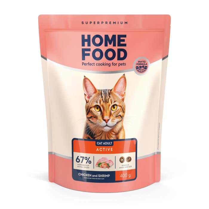 Home Food Корм CAT ADULT Для активних «Курочка та креветка» (0,4 кг)