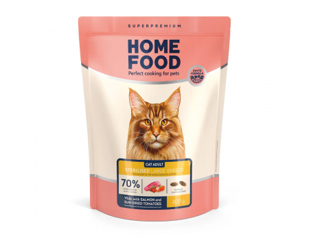 Home Food Корм CAT ADULT для великих порід ТЕЛЯТИНА З ЛОСОСЕМ ТА В'ЯЛЕНИМИ ТОМАТАМИ (0,4 кг)