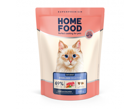 Home Food Корм CAT ADULT З чутливим травленням «Ягнятина та лосось» (0,4 кг)