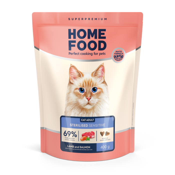 Home Food Корм CAT ADULT З чутливим травленням «Ягнятина та лосось» (0,4 кг)
