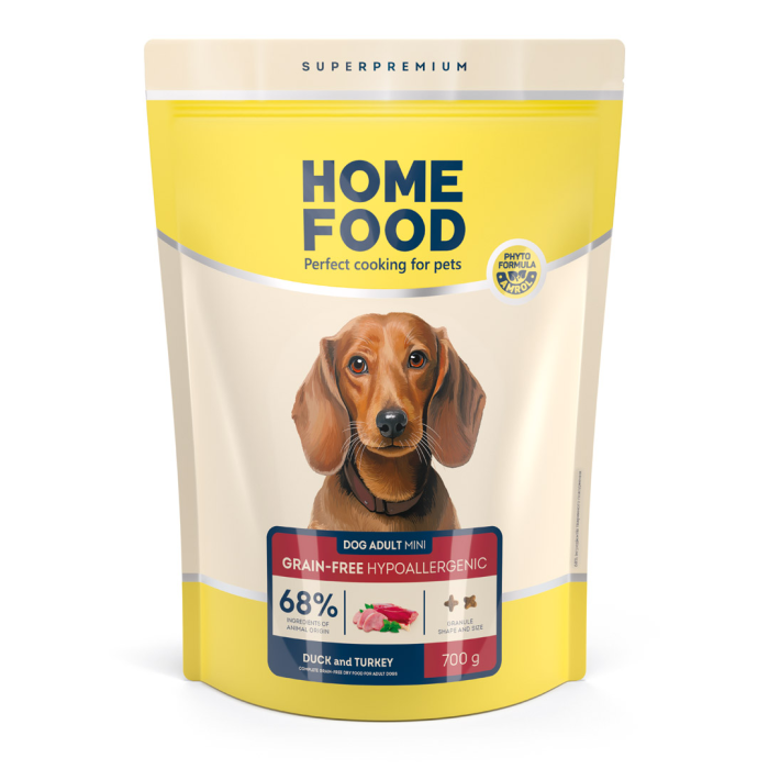 Home Food Корм DOG ADULT MINI Беззерновий гіпоалергенний Качка та індичка (0,7 кг)