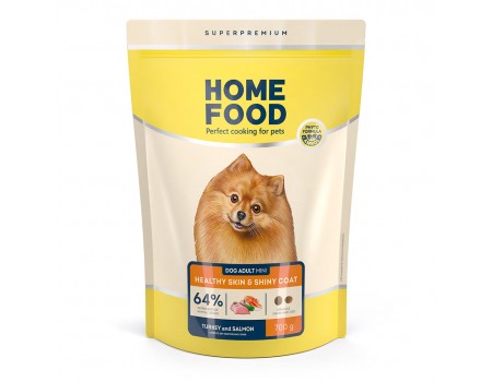 Home Food Корм DOG ADULT MINI Здорова шкіра та блиск шерсті «Індичка та лосось» (0,7 кг)