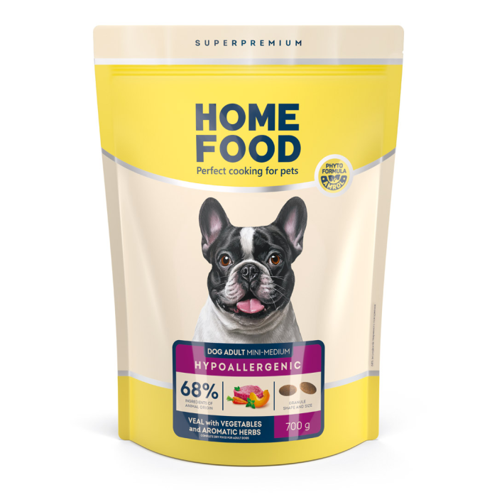 Home Food Корм DOG ADULT MINI/MEDIUM Гіпоалергенний «Телятина з овочами» (0,7 кг)