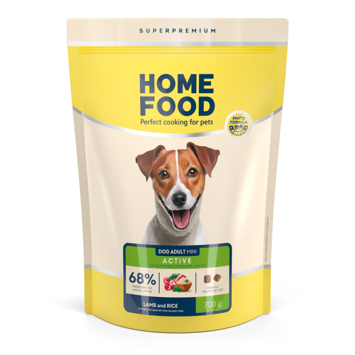 Home Food Корм DOG ADULT MINI Для активних собак і юніорів «Ягнятина з рисом» (0,7 кг)