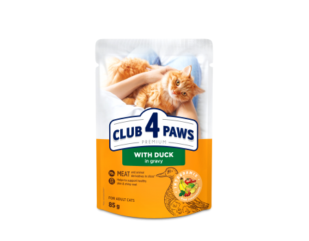 Влажный корм CLUB 4 PAWS для взрослых кошек, с уткой в ​​соусе, 100 г
