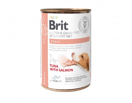 Влажный корм Brit GF VetDiet Renal для собак, при хронической почечной недостаточности, тунец, лосось и горошек, 400 г